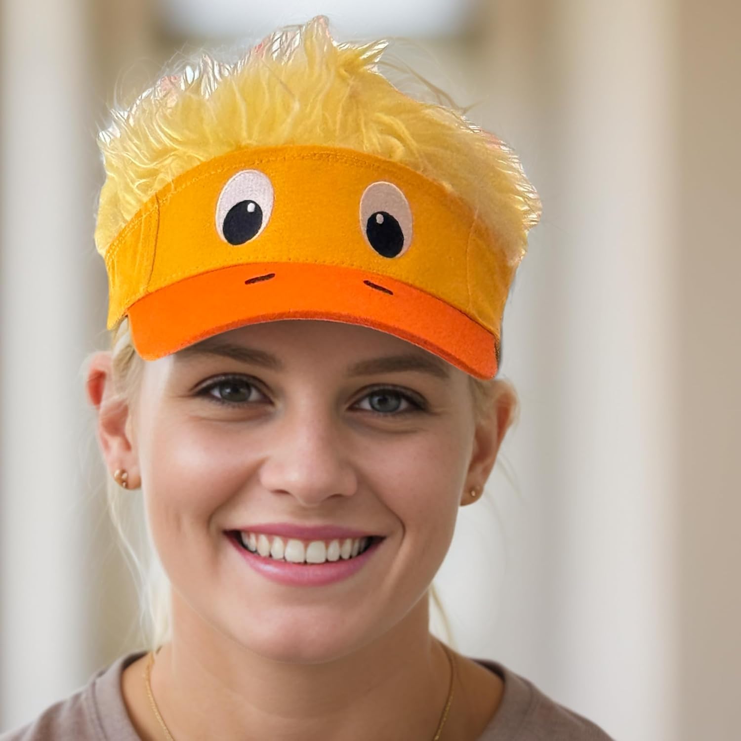 Popfizzy Duck Hat with Hair for Men and Women, Spiked Hair Hats, Crazy Wig Hat Costume, Funny Adult Halloween Baseball Cap - Image 3