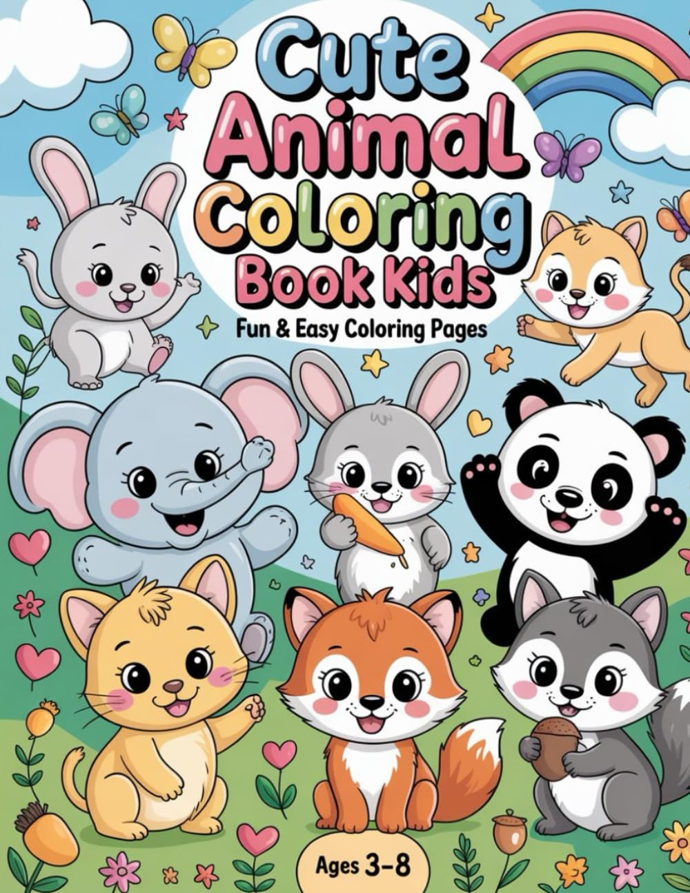Cute Animal Coloring Book for Kids Ages 3-8: Fun, Easy & Adorable Animals to Color