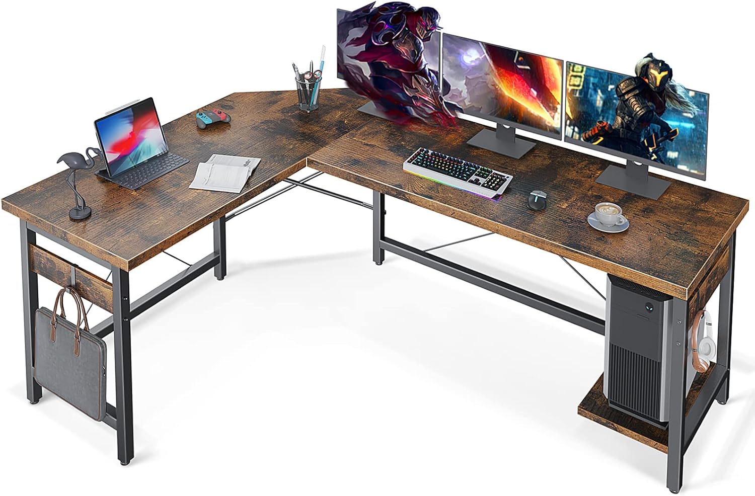 Coleshome 59 L Shaped Gaming Desk, Corner Computer Nepal Ubuy