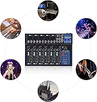 Vista 26 de Mini mezcladores de DJ de 5 canales, mezclador de audio en vivo, tablero de sonido con USB, interfaz de audio con 48 V Phantom Power Sonidos