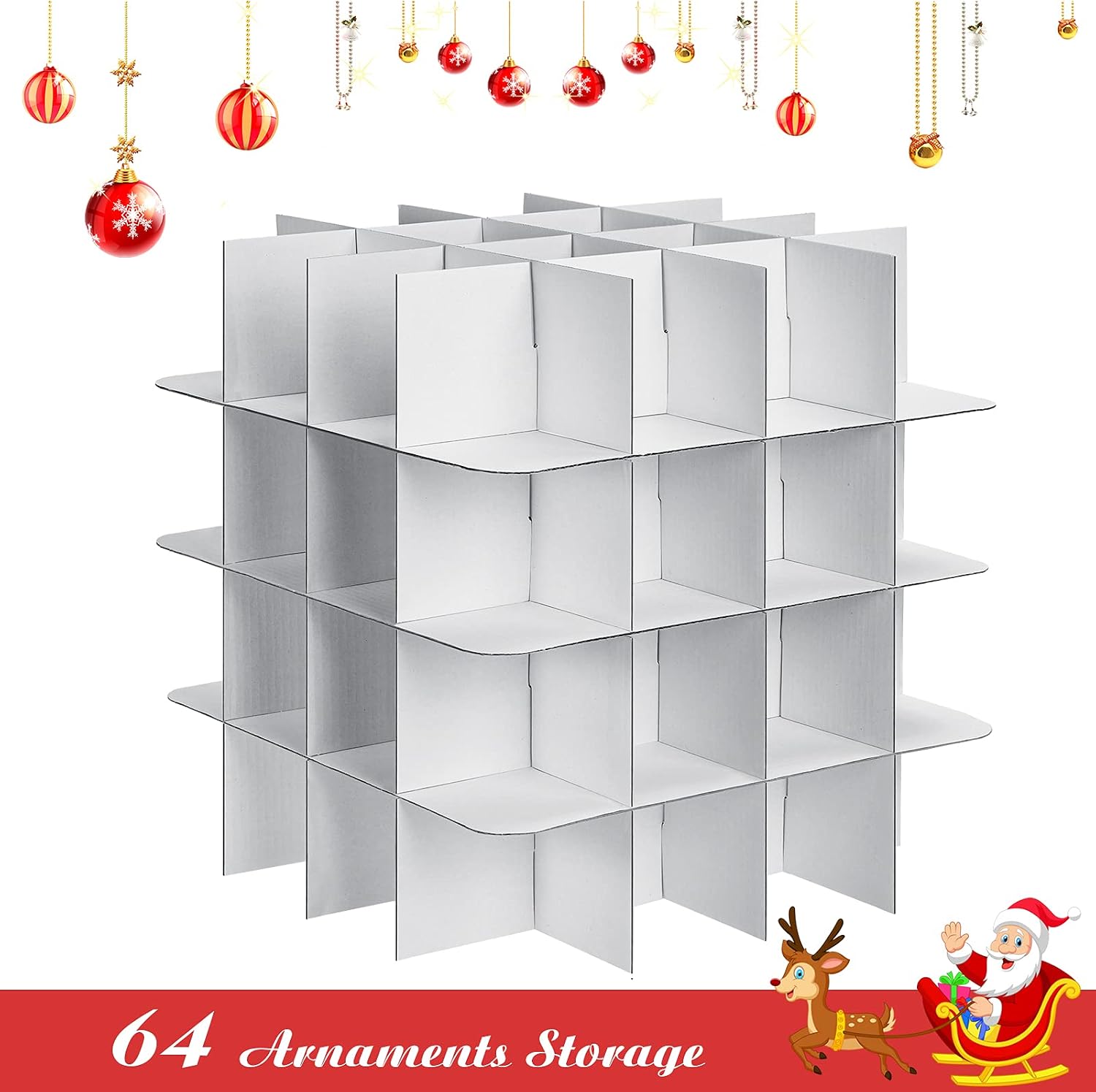 2 Pieces Ornament Storage Container with Zippered Closure Dividers Christmas in July Ornament Storage Box Bins with 128 Compartments Sturdy Flexible Plastic Accessories Box