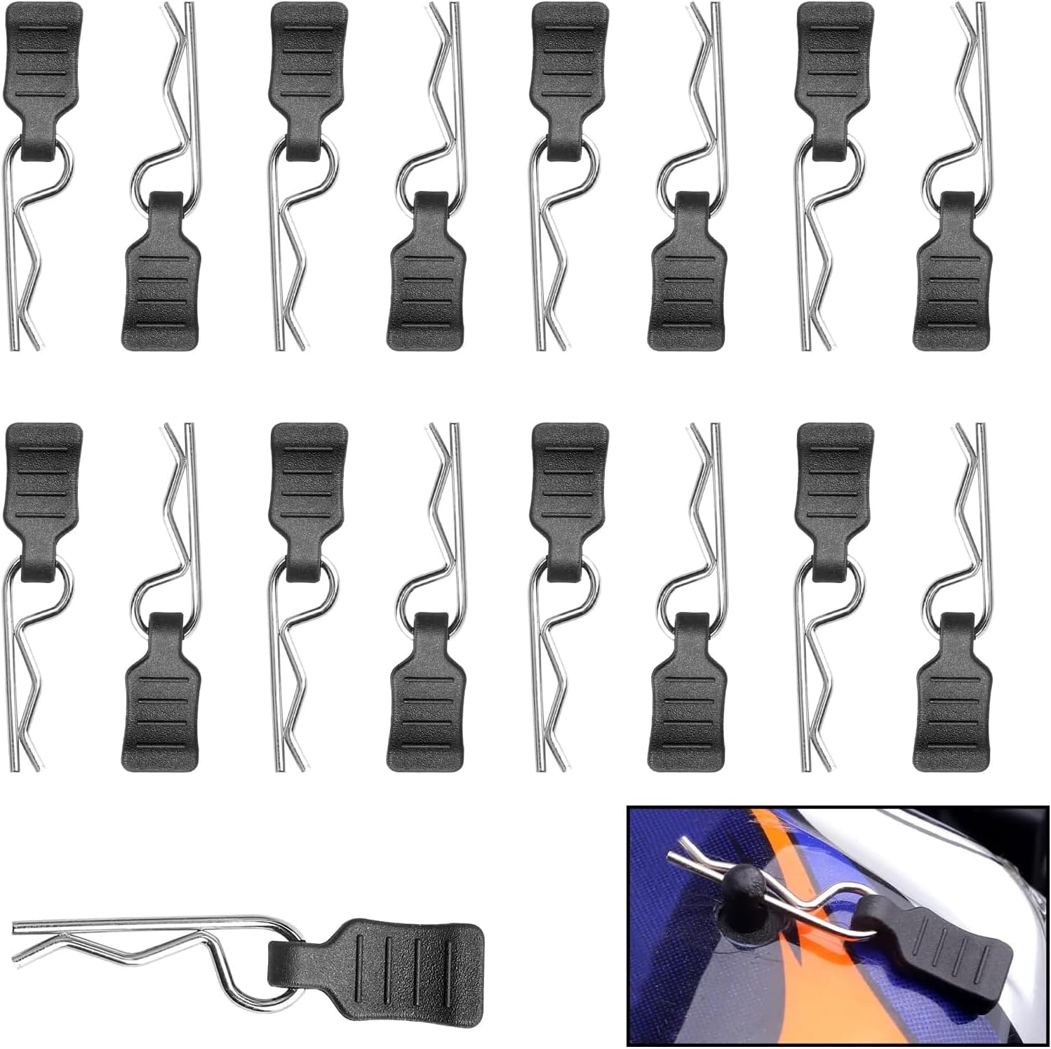 HobbyPark 50pcs Universal 1/16 1/18 RC Body Clips with Pull Tabs RC Car R Pins Small for SCX24 Traxxas TRX4M Redcat HPI Himoto HSP Exceed Truck Buggy Shell Replacement Parts