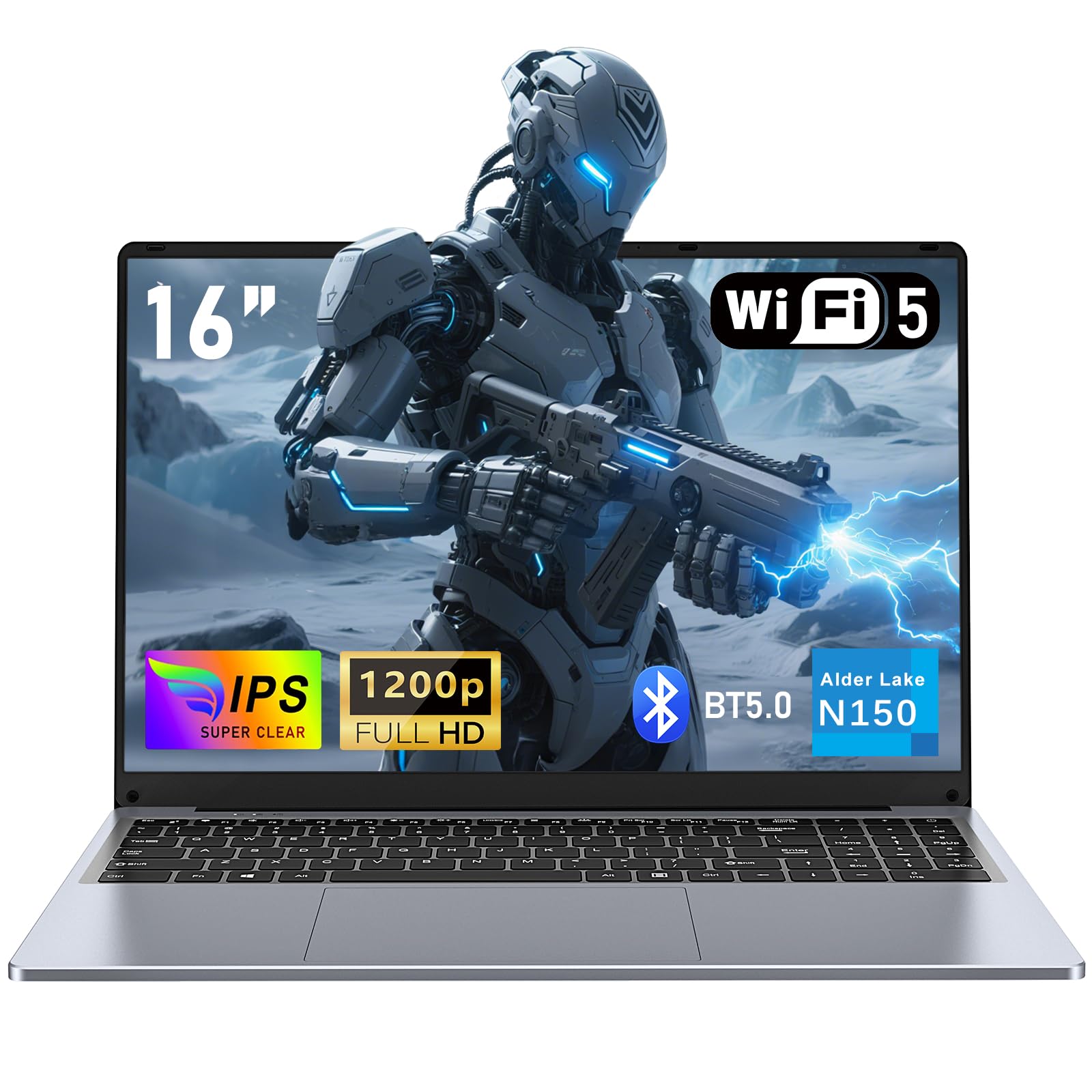 FUNYET Computer Portatile 16", PC Portatile Notebook 16GB RAM,1TB SSD, Processore N150(Fino a 3,6 GHz), 6000 mAh, Win 11, 1920x1200IPS, Tastiera Retroilluminata, WIFI 5, BT 5.0