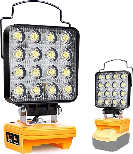 Work Light for dewalt 18V20V Battery,Cordless LED Floodlight with Low Voltage Protection&USB & Type-C, Job Site Lamp,camping,hiking,fishing,power