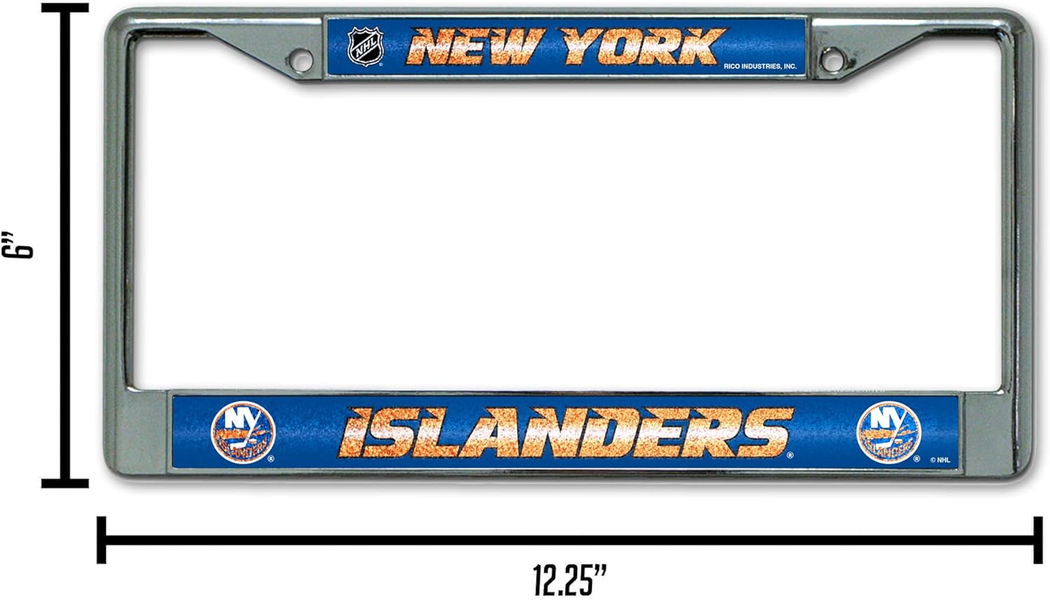 Rico Industries NHL Bling Chrome License Plate Frame with Glitter Accent, New York Islanders