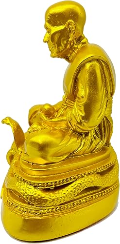 Miniatura 3 de BUDDHO Luang Pu Thuad Estatua de Buda dorada de 5 pulgadas de alto. Estatua budista tailandesa de San Buda tailandés, decoración del hogar, pequeño