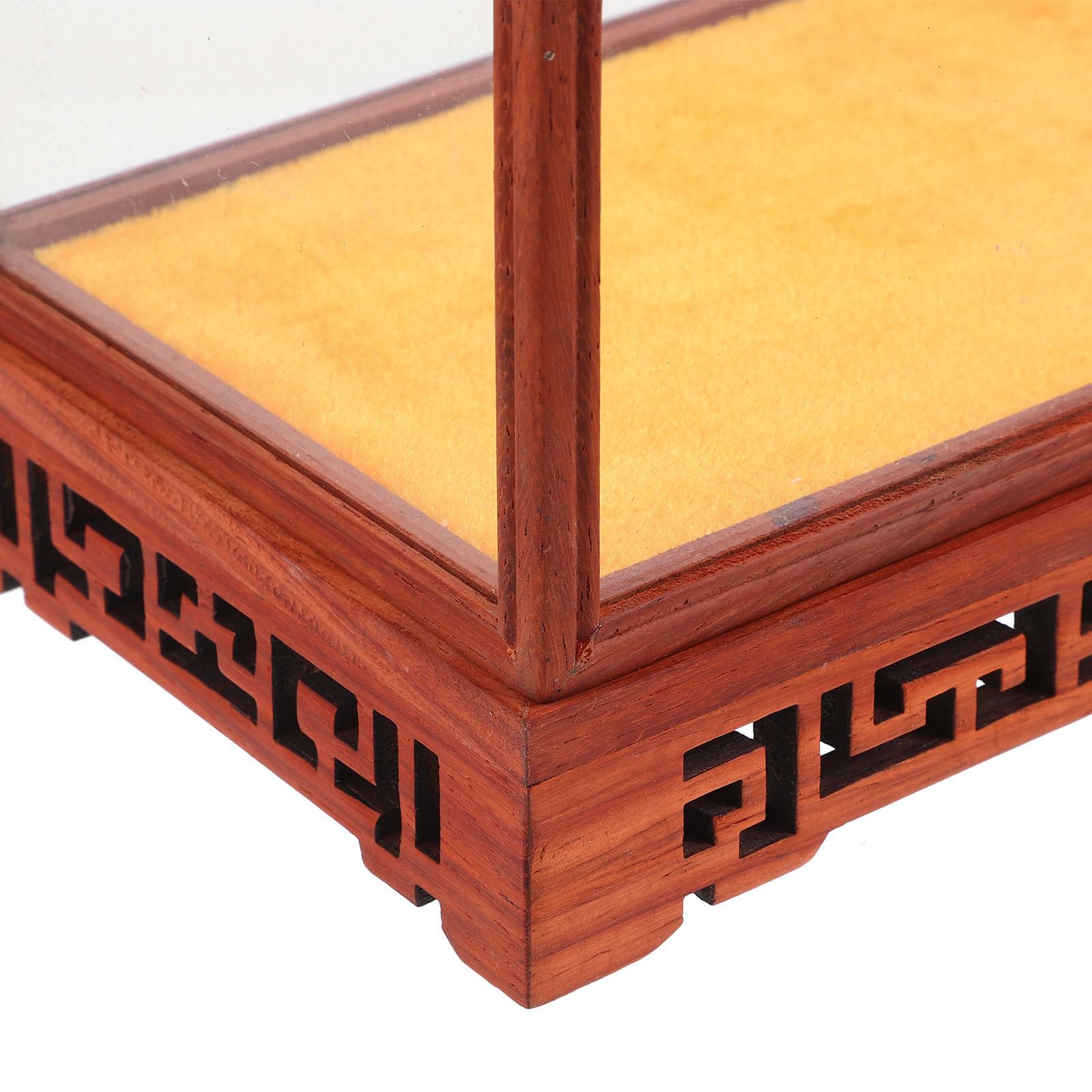 Teca di Vetro Base in Legno Stile Cinese, Robusta e Resistente all'Usura, per Esposizione di Statue di Buddha e Collezioni su Scrivania o Mobile