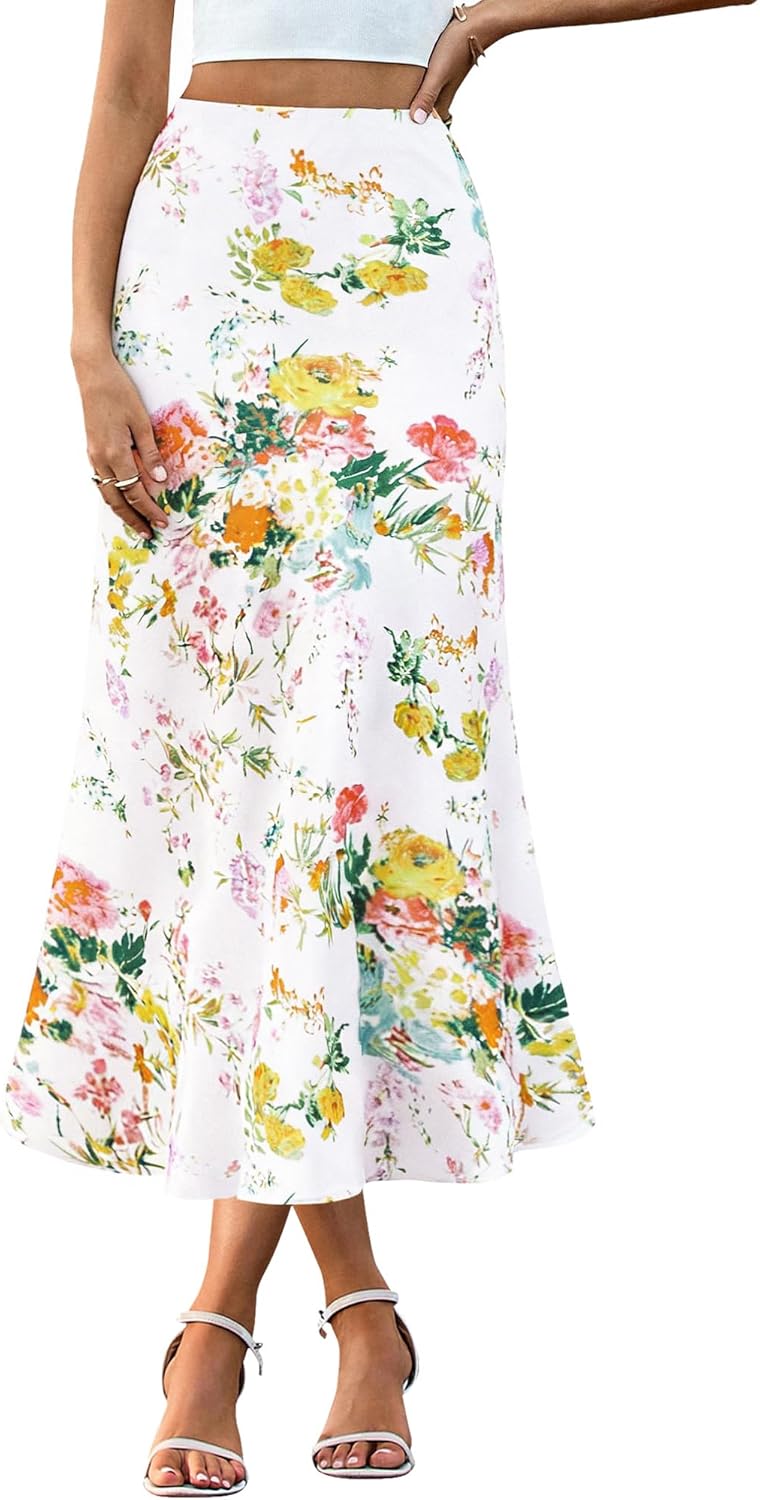 BTFBM Satin Skirts for Women Trendy Spring Summer 2026 High Waisted Leopard Print Cocktail Wedding Long Silk Midi Skirt