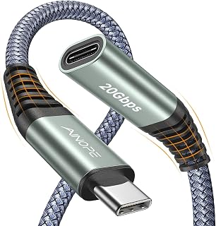 AINOPE USB C Extension Cable, 20Gbps/USB3.2 Fast Transfer USB Type C Extender 240W Charging Compatible with iPhone 16 pro max/PSVR2/USB C Hub/MacBook Air M2 Pro/iPad/Magsafe Charger,10FT,Grey