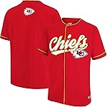 Ultra Game NFL Official Adults Game Day Button Down Baseball Mesh Jersey Shirt - Unisex, Kansas City Chiefs, Team Color, X-Large