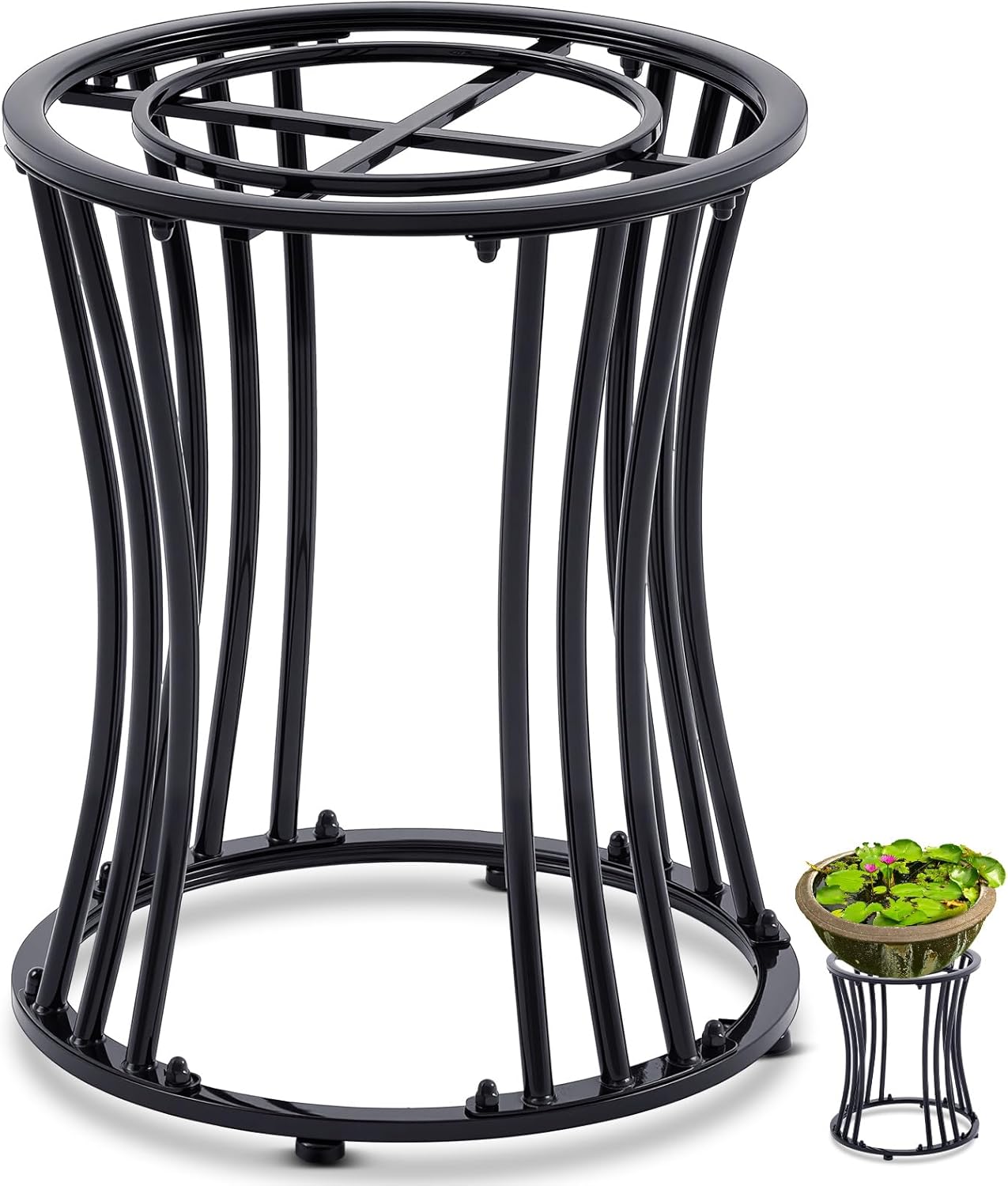 Mini Pond Kit Stand 16 Tall Garden Pond Stand for Indoor Waterfall Holder Garden Rack, Black