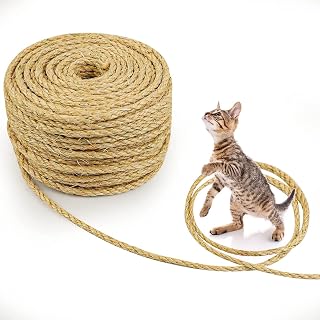 Cat Natural Sisal Rope for Scratching Post Tree Replacement, DIY Scratcher Repairing Hemp Rope, Rope for Cat Tree and Tower, 164FT