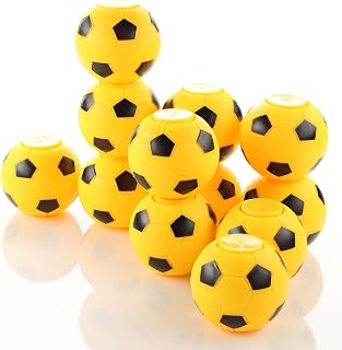 Spinner Balls 1.4''- Mini Fidget Spinner Soccer Balls - 12 Soccer Party Favors Classroom Prizes - Sensory Toys for Kids 4-12 - Fidget Toy Gifts for Kids - Spinner Ball Bulk - Yellow