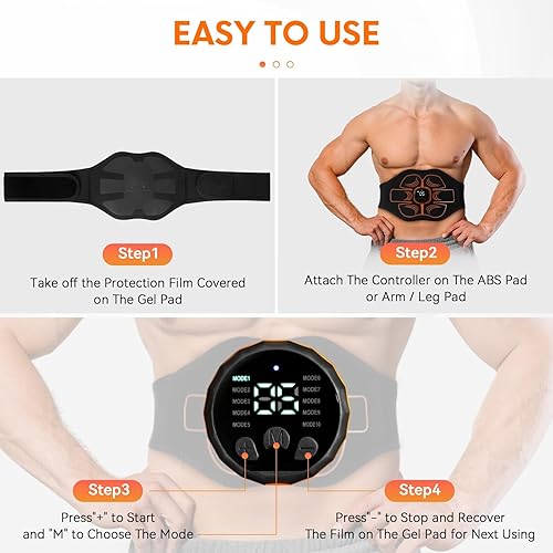 Miniatura 6 de Estimulador muscular electrónico; estimulador de abdominales, máquina muscular para abdomen/brazos, recargable por USB para fitness, entrenamiento