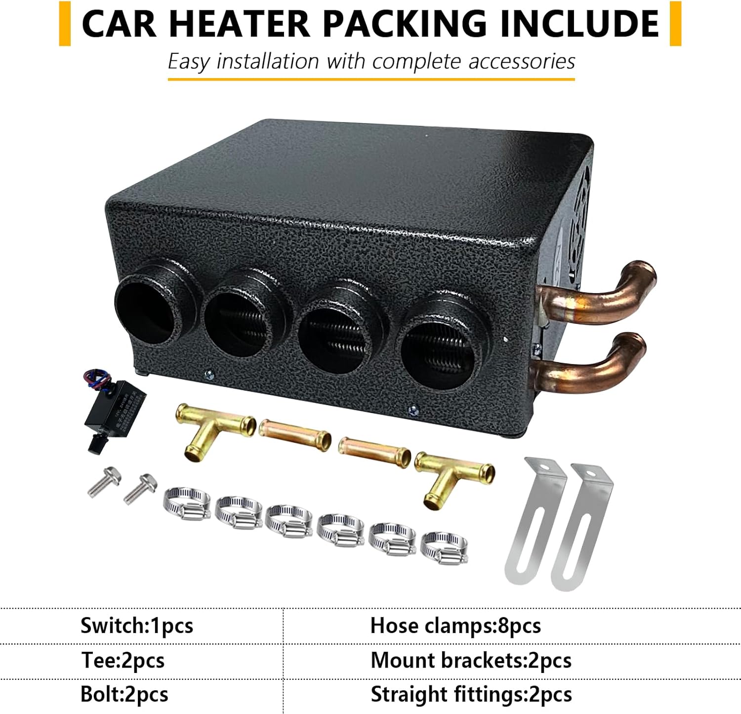 12V Car Universal Underdash Auxiliary Heater,Compact Hydronic Heater,3-Speed Compact Hydronic Heater,Winter Automotive Air Defroster With 4 Front Vents for Truck,Harvesters,Boat