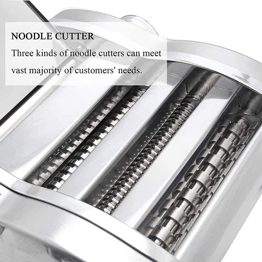 Pasta Machine, Noodle Machine Multifunction Electric Pasta Machines Household Stainless Steel Automatic Multi Noodles Machine with 3 Pcs Noodle Blade 6 Speed Adjustable Thickness Setting for