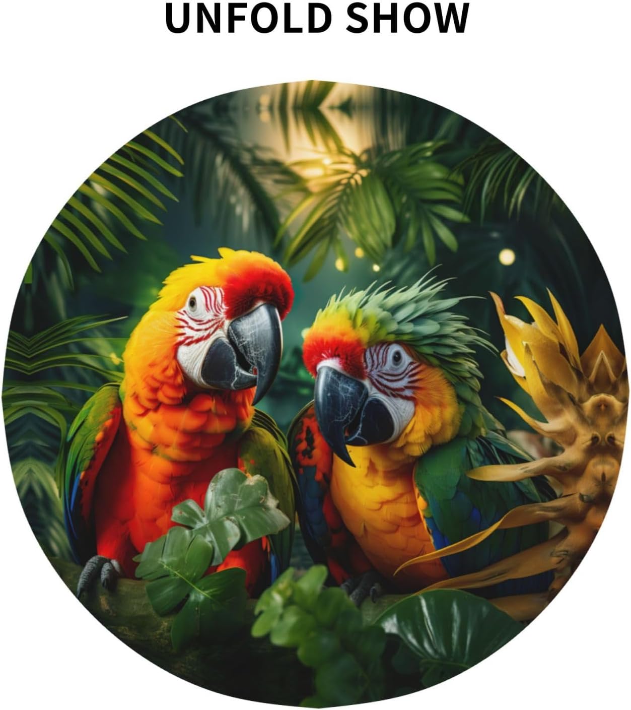 Summer Parrot Print Wrinkle Free Dining Table Cover for Birthday Party Farmhouse Tablecloths Up to 60 x 60 Inches