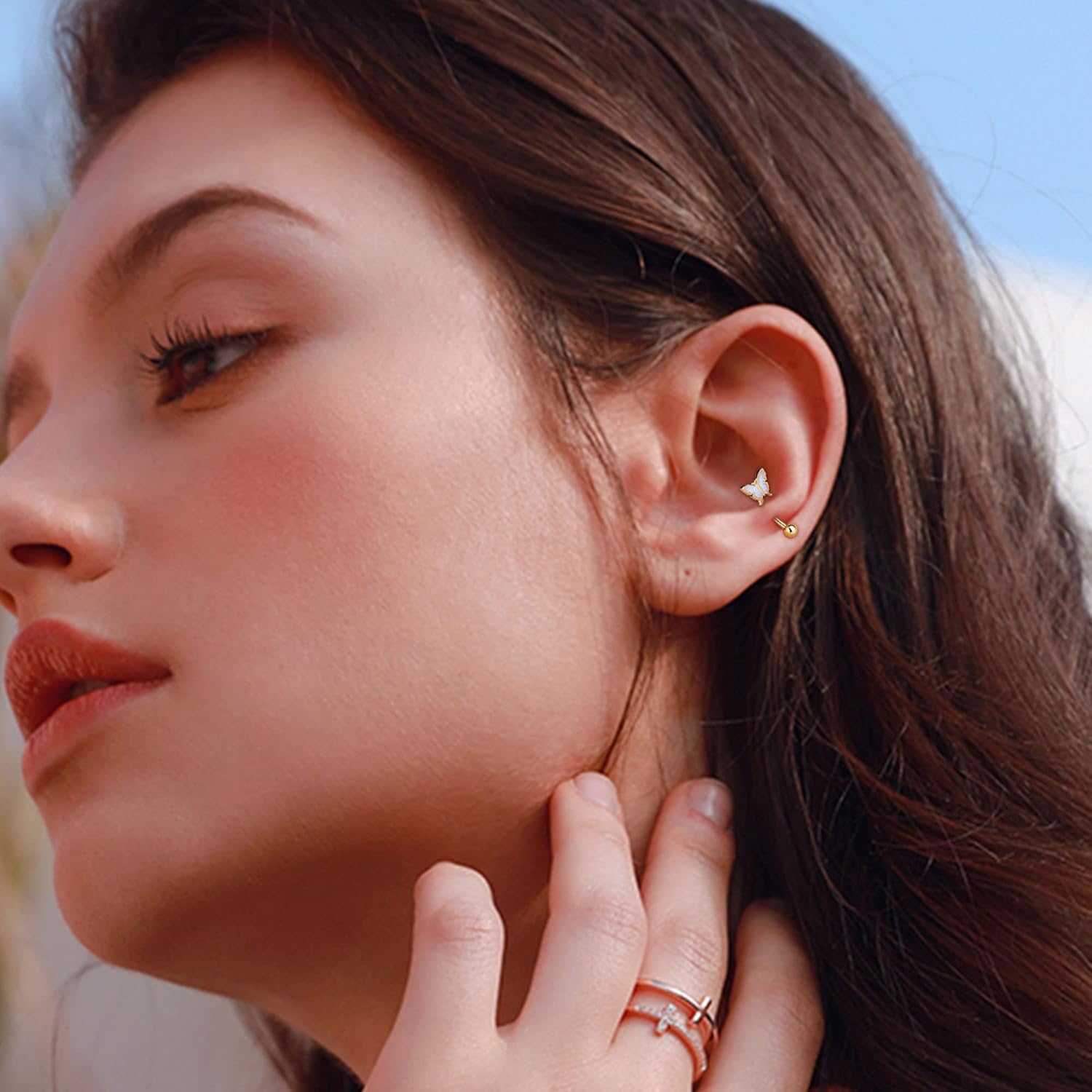 Drperfect 12 PCS Rook Piercing Jewelry Rook Earrings for Women Men Eyebrow Rings 16G Stainless Steel Curved Barbell Dangle CZ Belly Lip Ring Cartilage Daith Surface Tragus Piercing Jewelry - Image 5