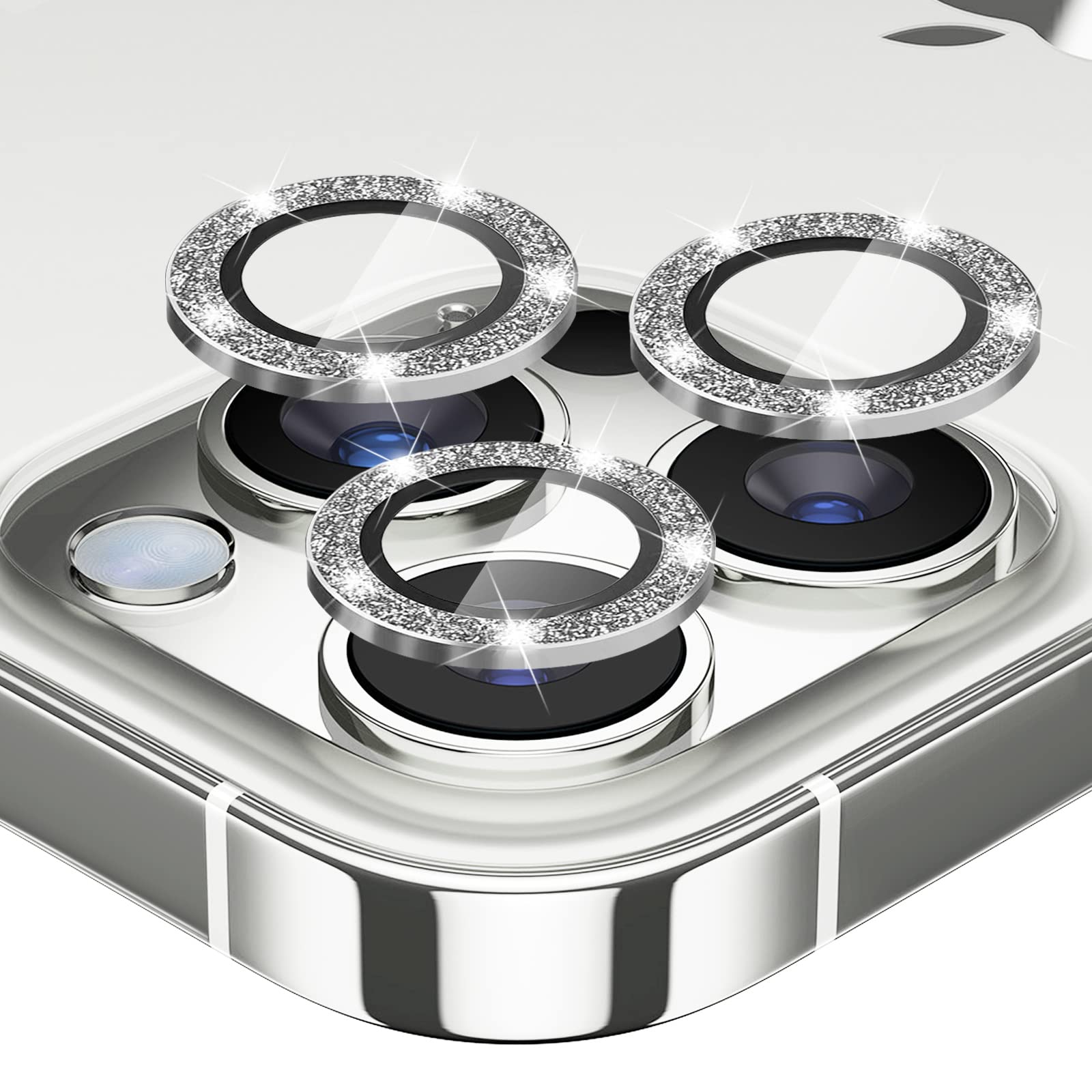 Protection objectif iPhone 13 Pro en alliage de métal et strass brillants - 8