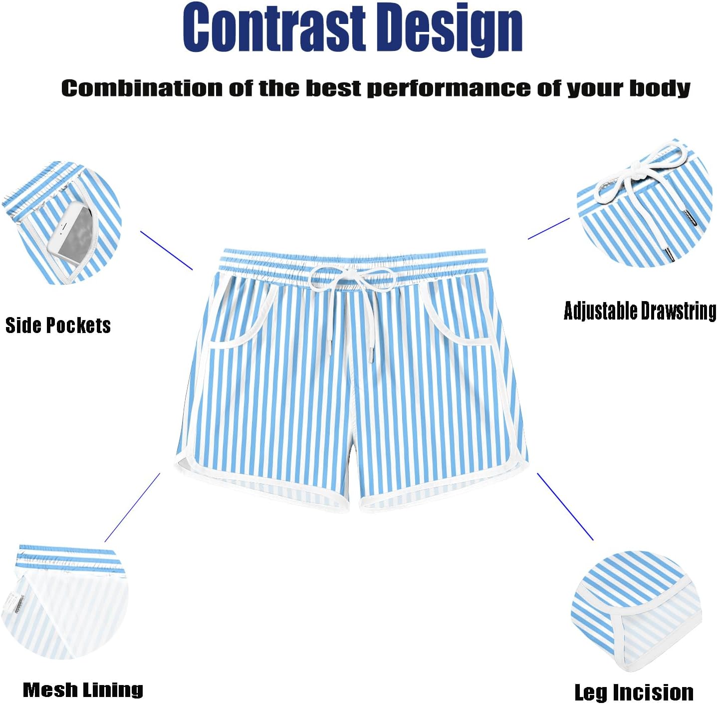 COOFANDY Men's Swim Trunks Quick Dry Swimsuit Color Block Board Short Bathing Suit Swimwear with Mesh Liner - Image 4