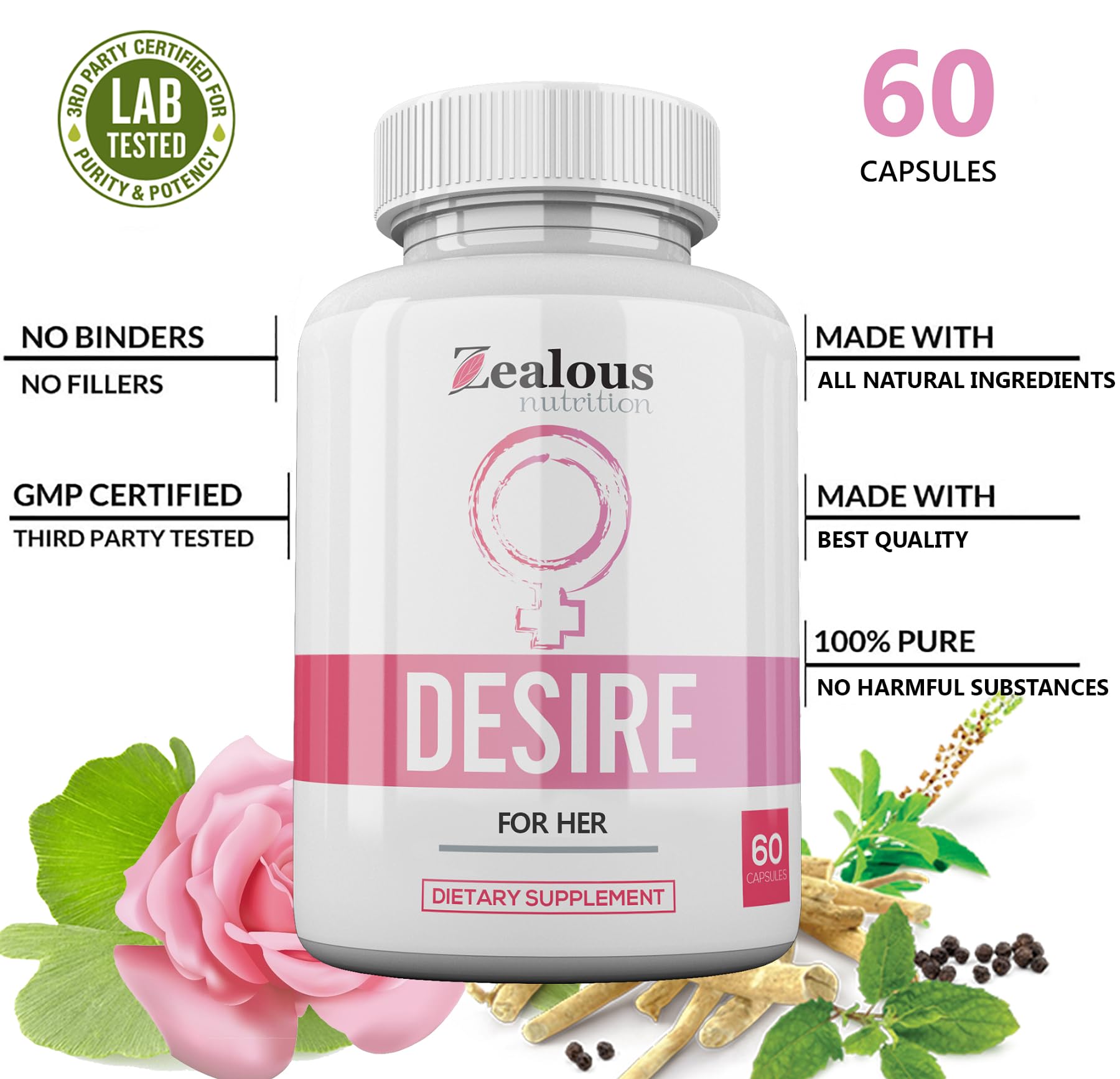 Desire Female Drive Enhancement Pills for Women – Libido Support Supplement – Passion, Excitement & Sensitivity Support - Energy & Vitality Formula - Daily Female Wellness Capsules (1 Pack) — Amazon image 7