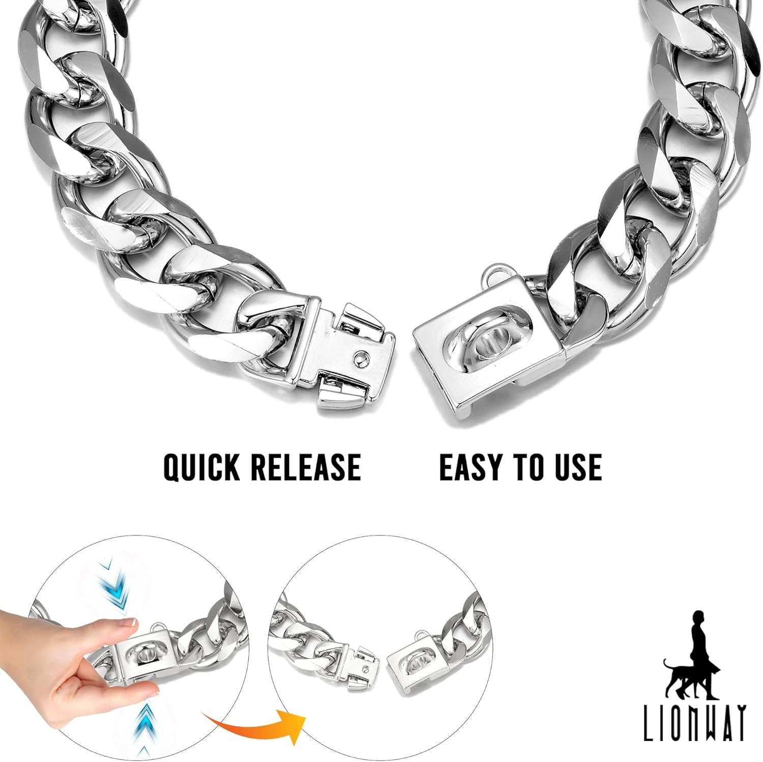 23mm High Polished Metal Cuban Link Chain Collar with Latch Closure - Ultra Lightweight & Durable - Sizes (12”-26”) - Perfect for Dogs & Fashion Accessories (18 Inch)
