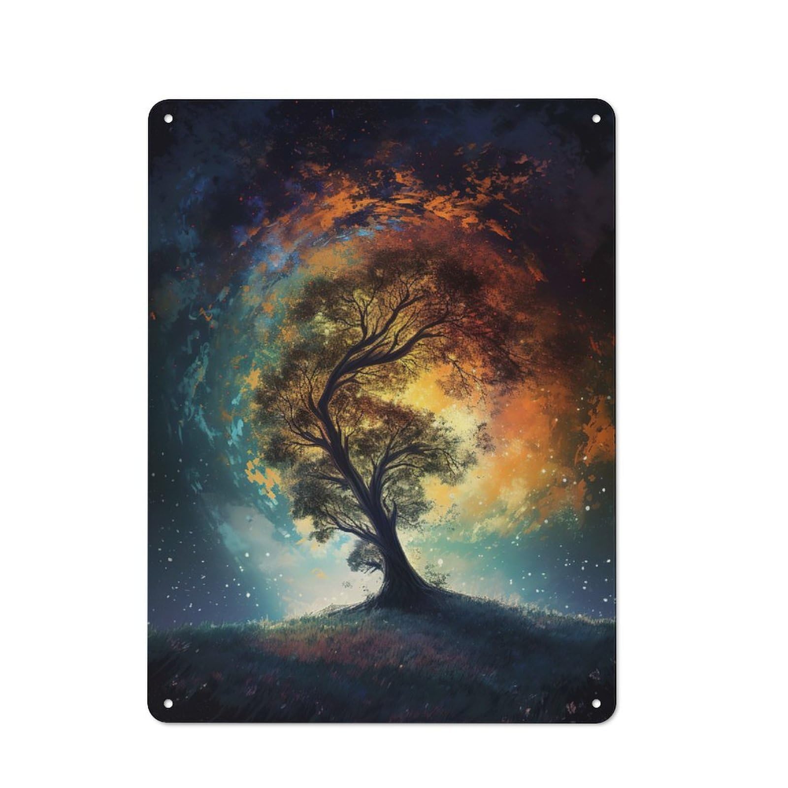 Junmoney A Galaxy Tree Tin Sign With Design 40X30cm, Classic Studio Wall Plaque For Workspace, Cafe, Shop Or Desk Area