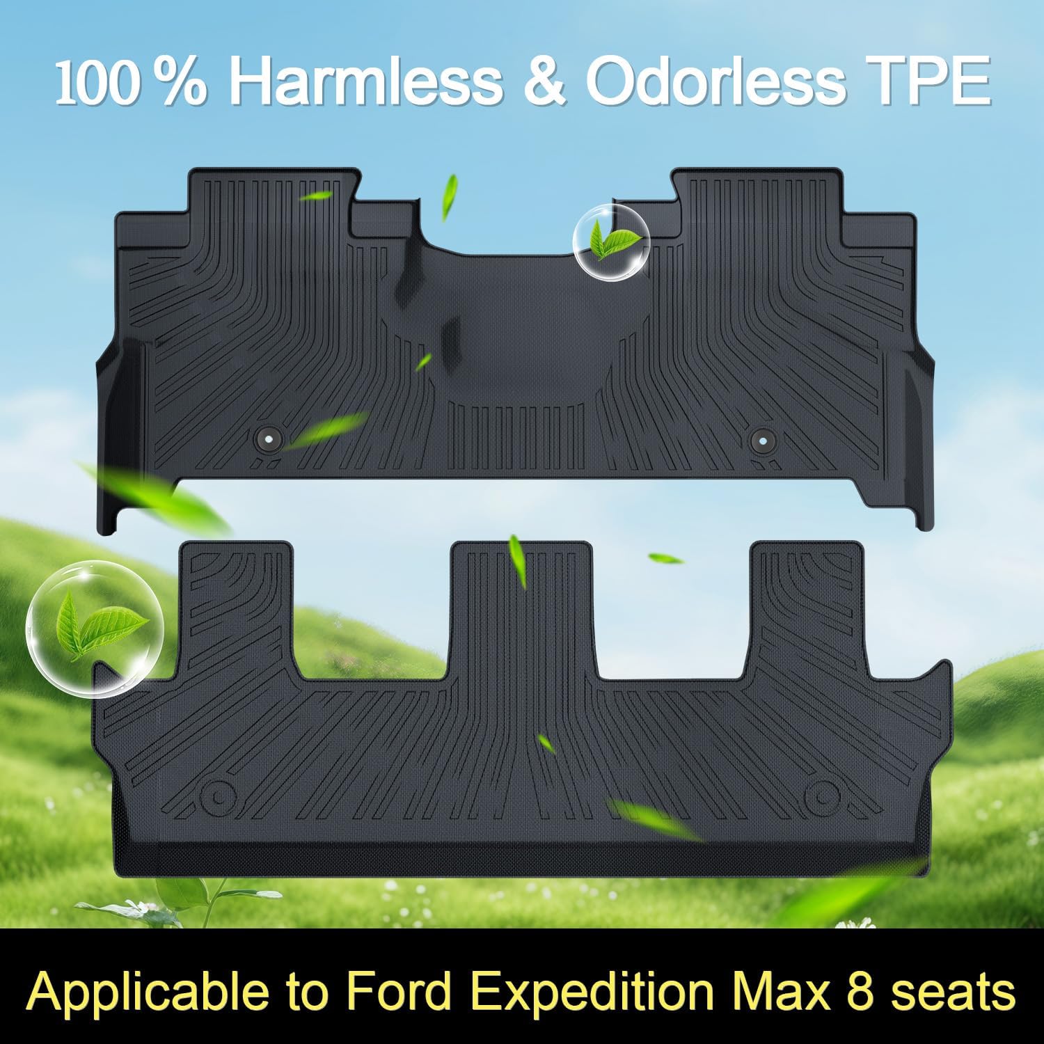 Car Floor Mats Fits for 2025 Ford Expedition MAX 8 Seats TPE Full Set All Weather Protection Anti-Slip with Cargo Trunk Mat 2nd Row & 3rd Row Backrest Automotive Expedition Accessories - Image 5