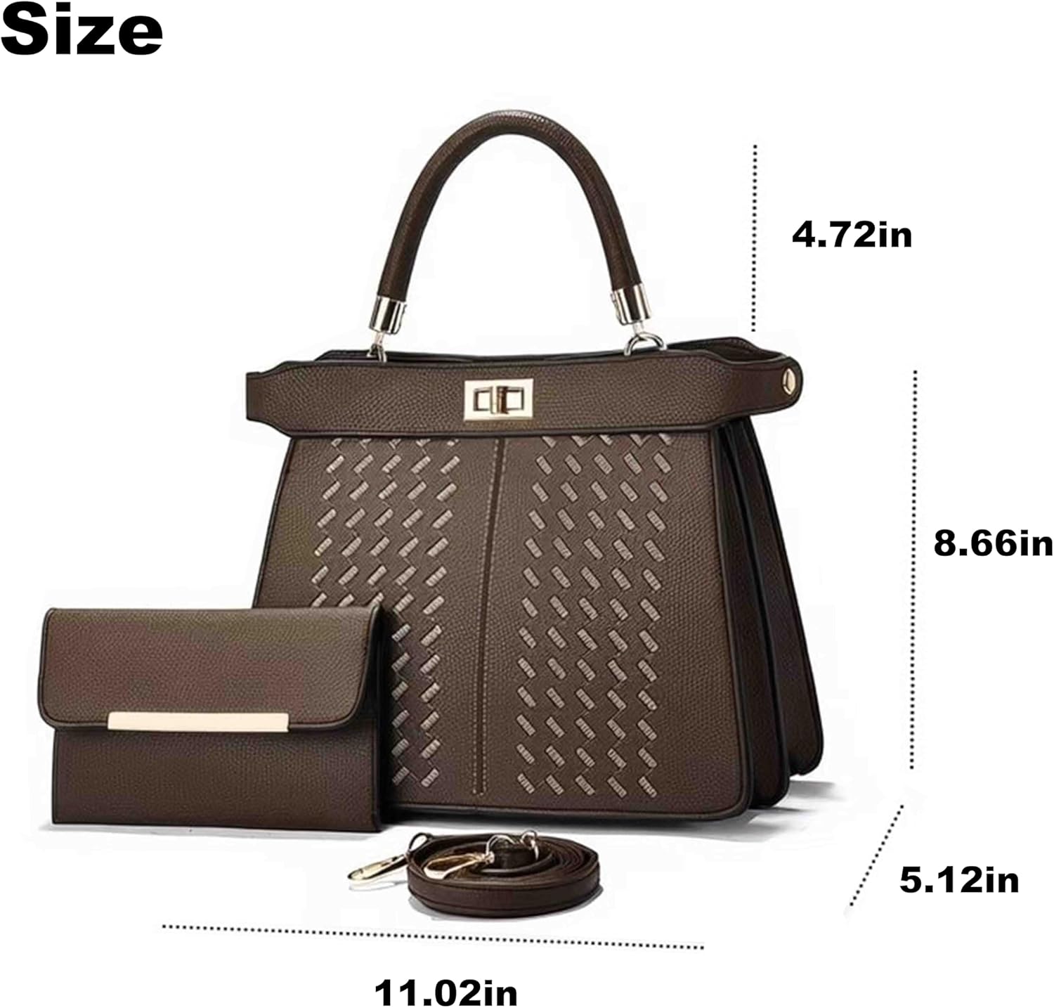 Women's Designer Leather Top-handle Handbag Shoulder Bag,Satchel Purse Work Bag - Image 4