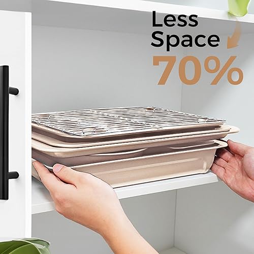 Miniatura 8 de HONGBAKE Juego de utensilios para hornear, juego de moldes para hornear, sartén antiadherente para horno de cocina con agarres más anchos, 10 piezas