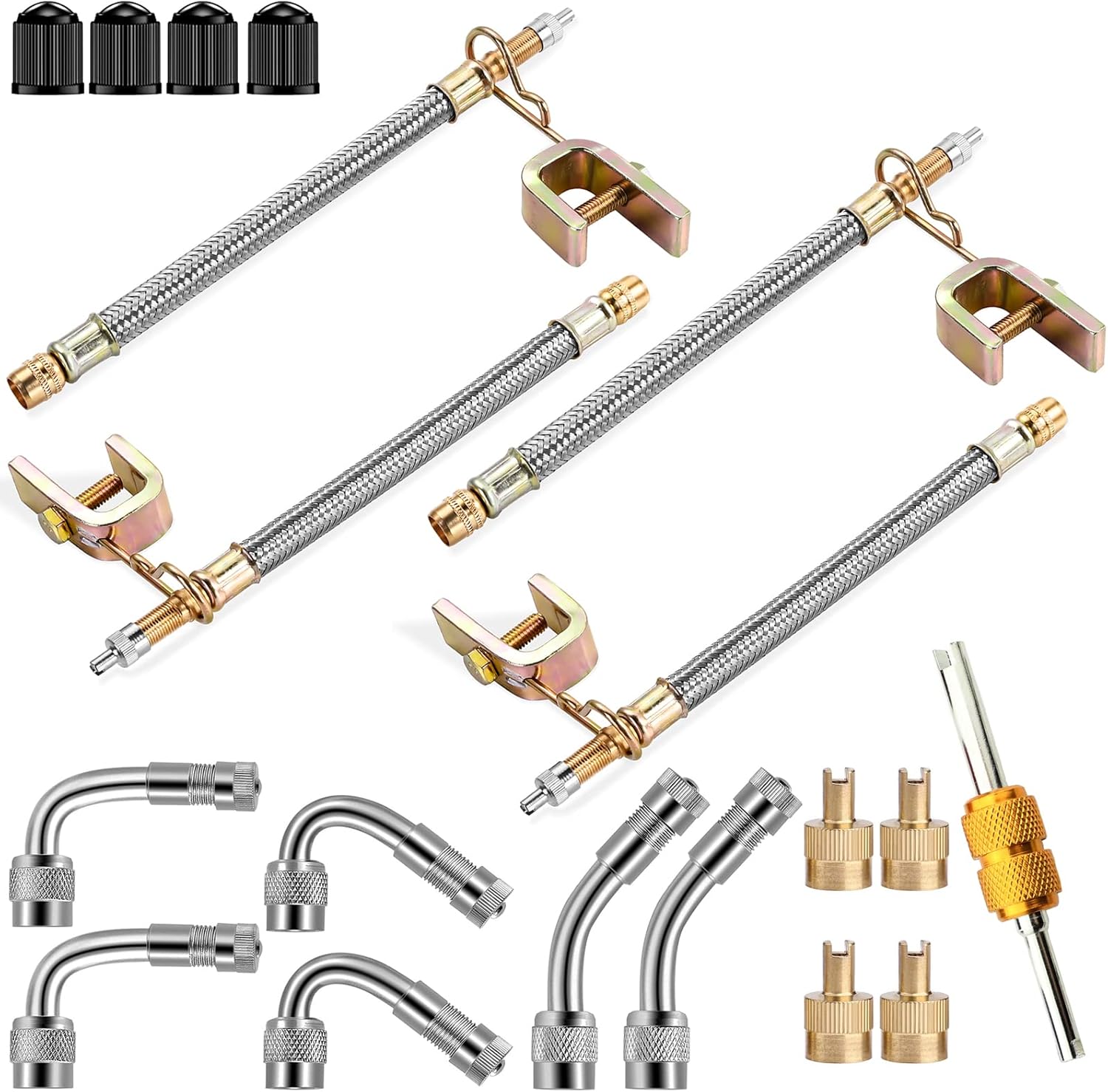 Valve Stem Extenders,4Pcs 7Inch/180mm Dual Flexible