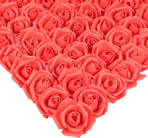 Miniatura 9 de INSUNSIX Rosas artificiales sin tallo, 200 rosas artificiales de espuma color burdeos, cabezas de flores para manualidades, rosas sin tallo de 1.97