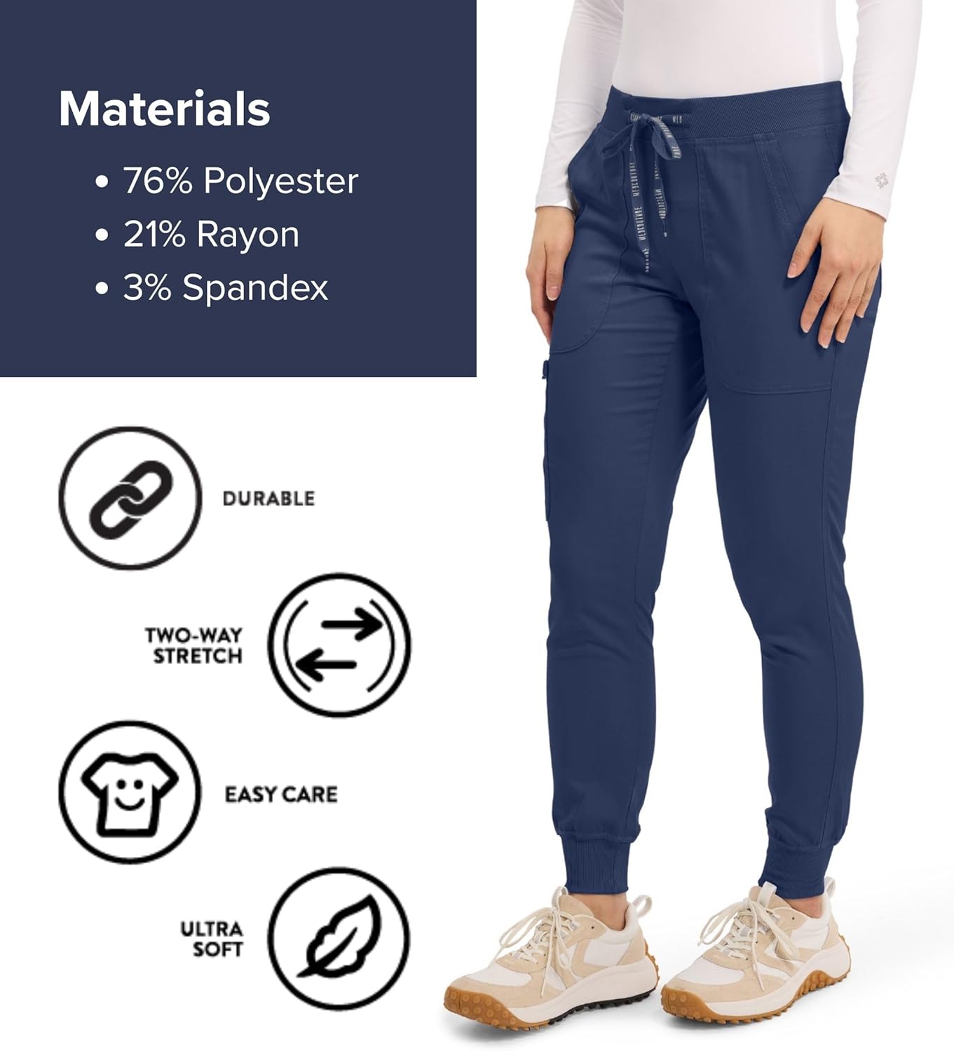 Med Couture Scrub Pants For Women Cargo Jogger Bottoms with 5 Pockets, Lightweight, Ultra Soft, 2-Way Stretch Fabric - MC7710 - Image 6