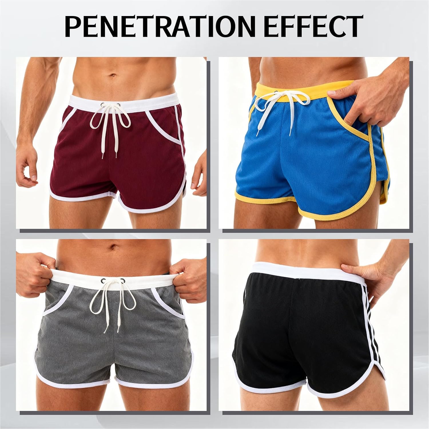 Janmercy 4 Pcs Men's Running Workout Bodybuilding Gym Shorts Athletic Sports Casual Short Pants