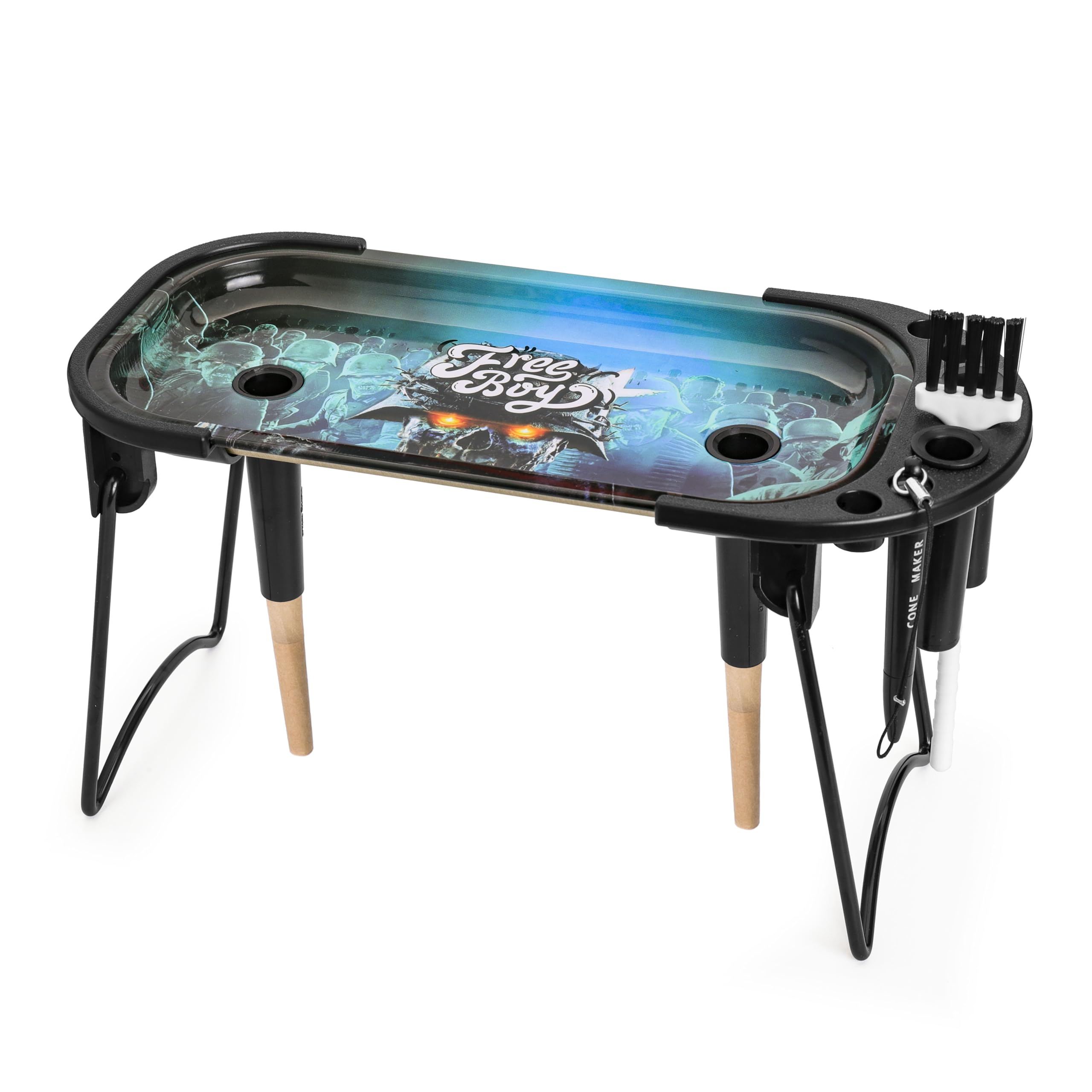 Free Boy 9.33x4.13'' Metal Rolling Tray Cone Loader for King Size&amp;1 1/4 Size Pre Rolled Cone,Cone Pre Roll Machine Includes Foldable Stand Cone Filler &amp; Packer