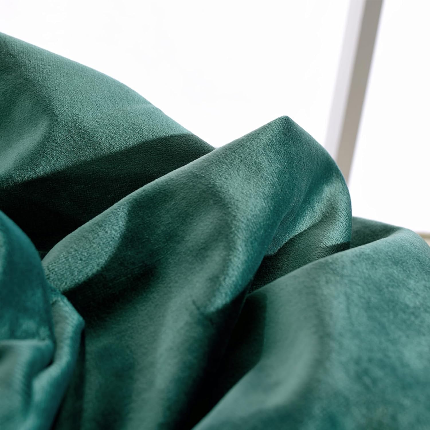 Melodieux Luxury Pom Poms Velvet Curtains for Bedroom Living Room, Vintage Room Darkening Rod Pocket Window Decorative Drapes, 52" W x 84" L, Antique Green (2 Panels)