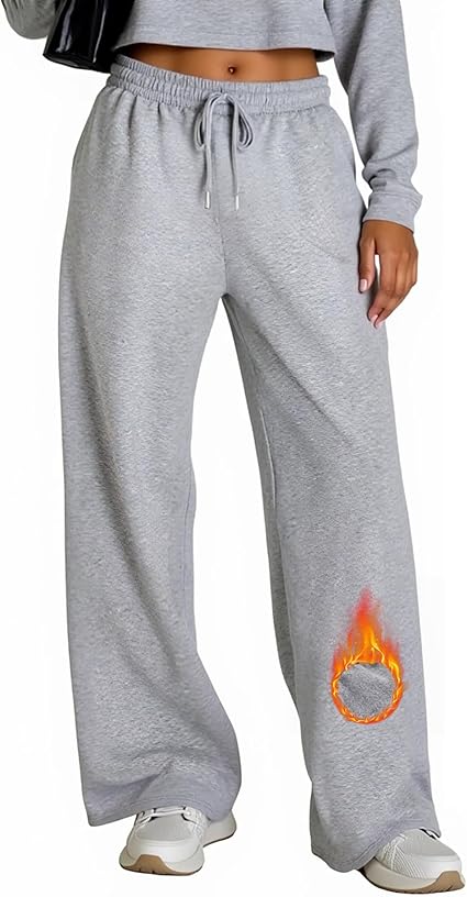 FlexVie Thermo-joggingbroek voor dames, gevoerd, sweatpants & winterbroek met fleece, hoge taille, zakken, warme sport- en vrijetijdsbroek (-10 °C tot 15 °C), Donkerblauw, S