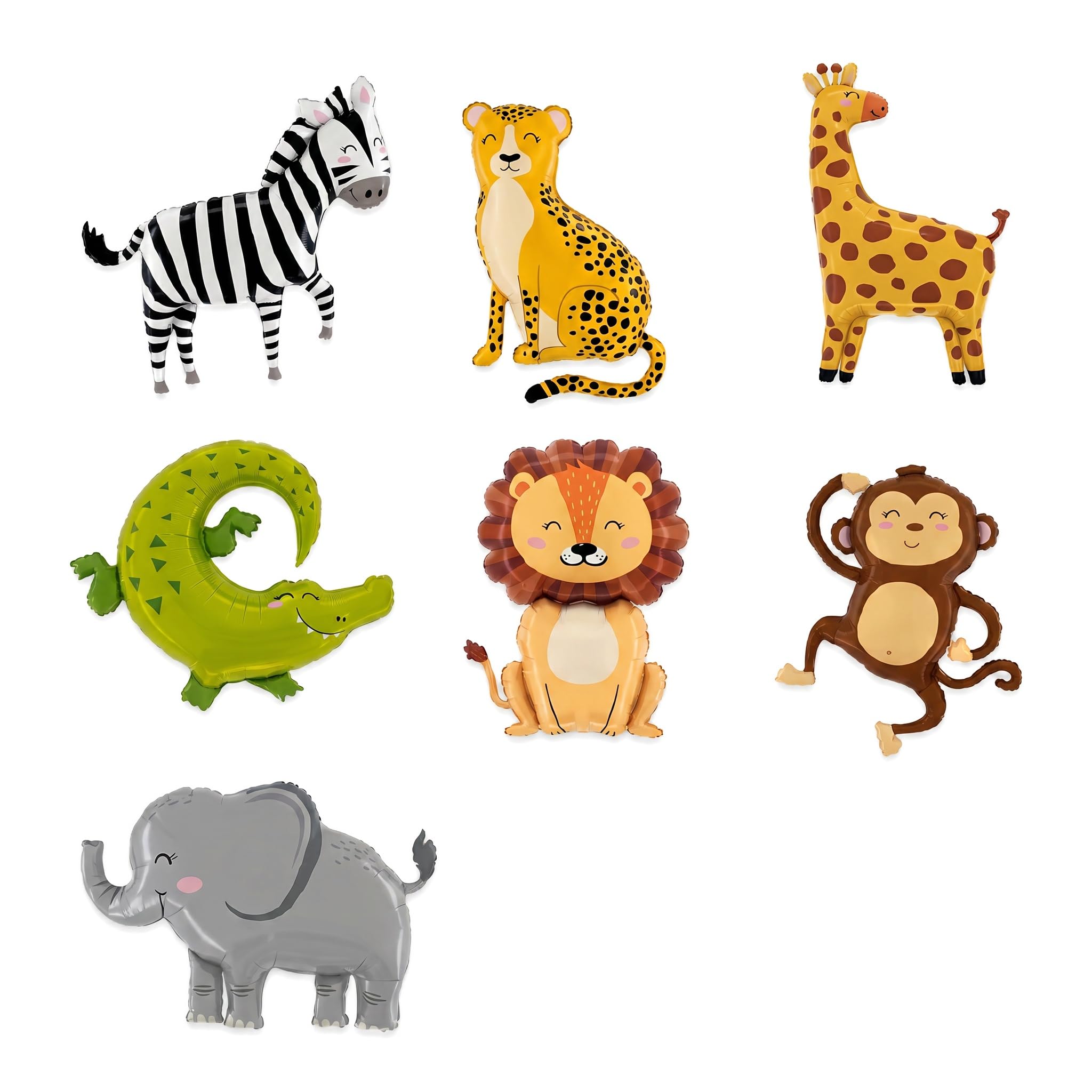 7 PCS Jungle Safari Animals Balloons,for Wildlife Themed Party Decorations