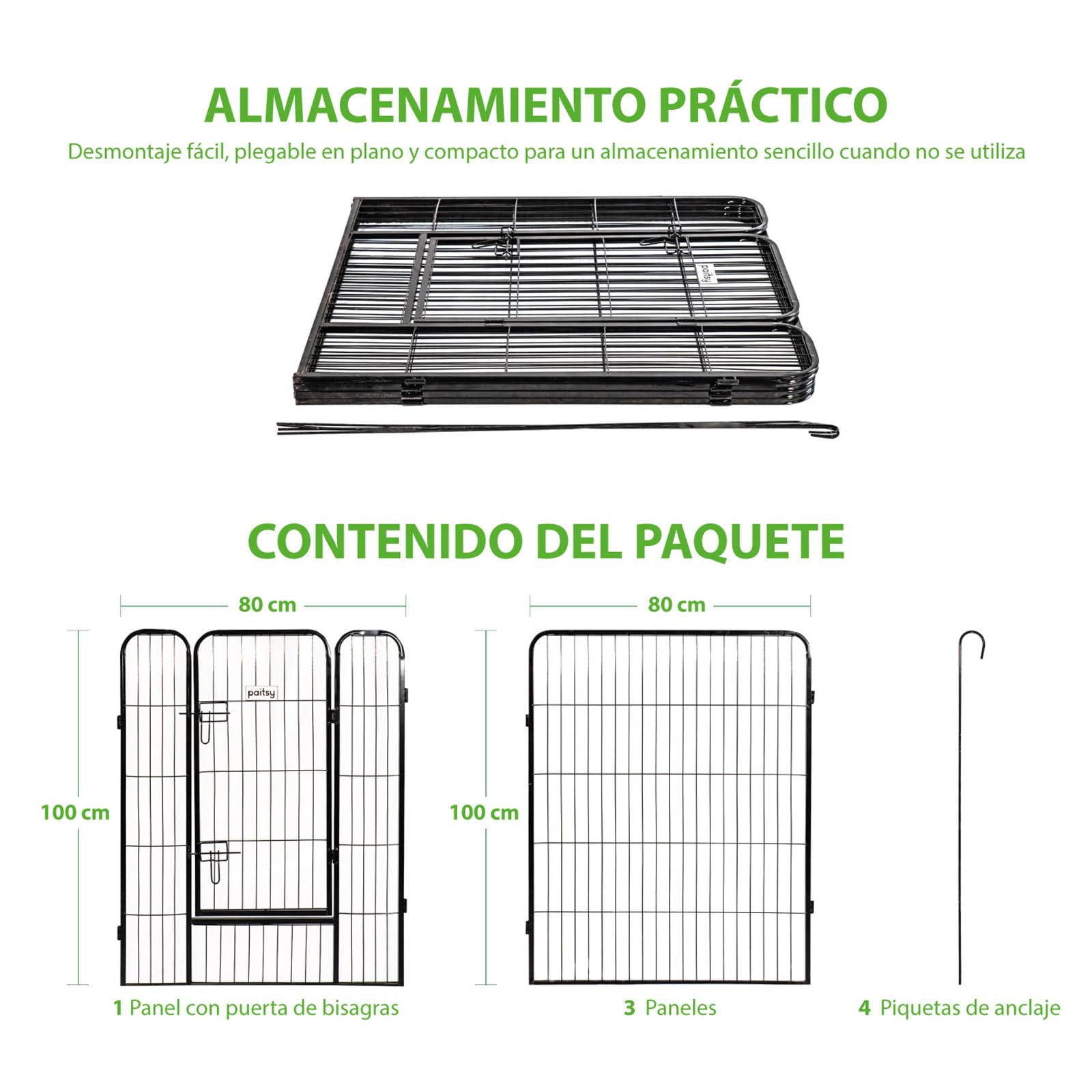 Gardeo80x100x4, 4 Paneles 80 x 100 x 100 cm, 0,64 m2, Modular, Interior y Exterior, Plegable, garantía de 5 años