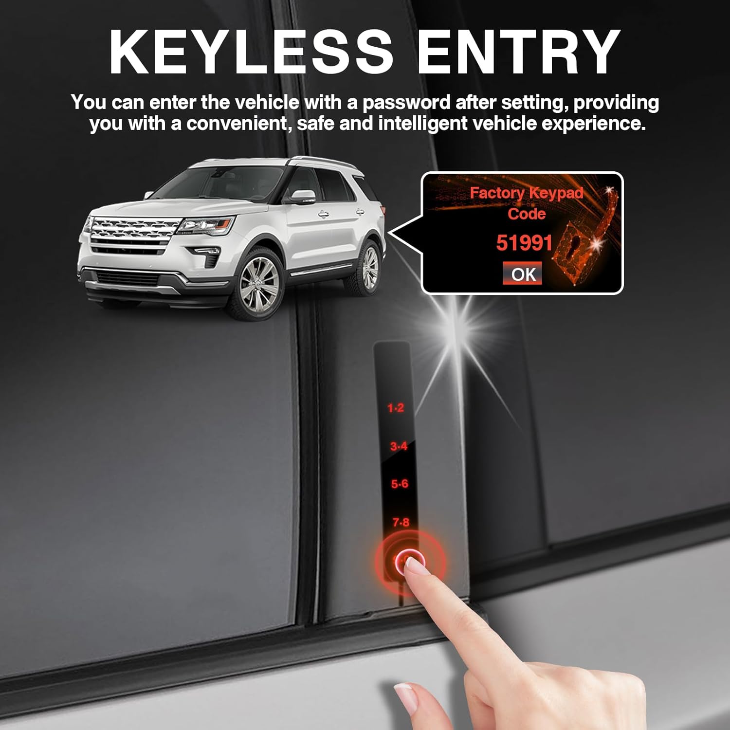 Front Door Keyless Entry Keypad B Pillar Trim Molding Panel LH Driver Replacement Fit for Ford Explorer 2011-2019 Replaces DB5Z-7820555-AC DB5Z-7820555-AB DB5Z-7820555-AA BB5Z-7820555-AA