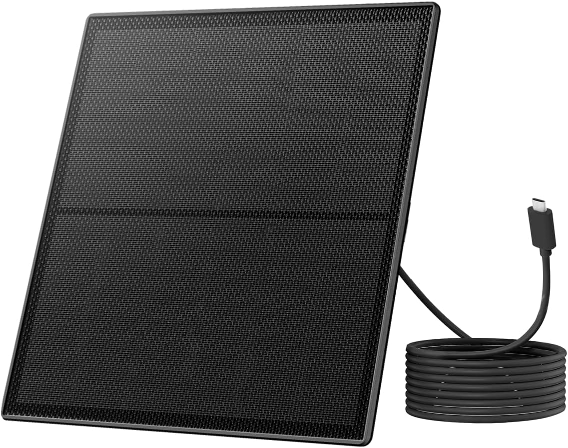 Birdfy 5W Solar Panel for Smart Bird Feeder Camera, Type-C Charger for Birdfy Feeder, 360° Adjustable Swivel Mount, IP65 Waterproof for Outdoors, 5W Continuously Power Supply (9.8ft Standard Cable)