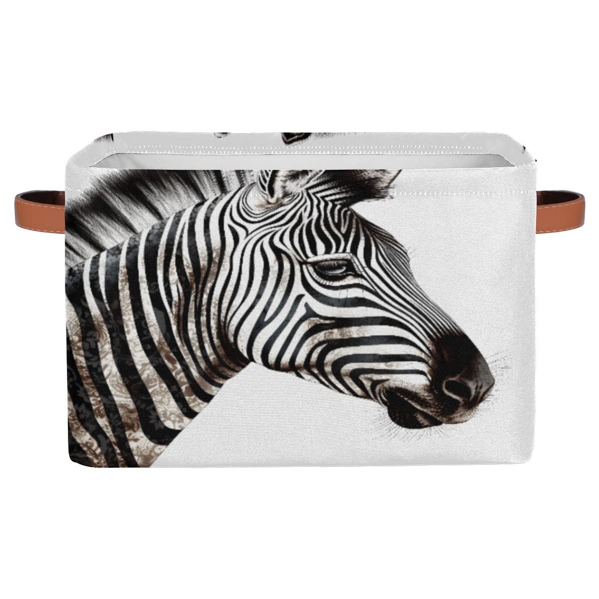 Animal Zebra Storage Basket Cube Large Toys Storage Box Bin with Handle Collapsible Closet Shelf Cloth Organizer for Nursery Bedroom,15x11x9.5 in,1 Pack