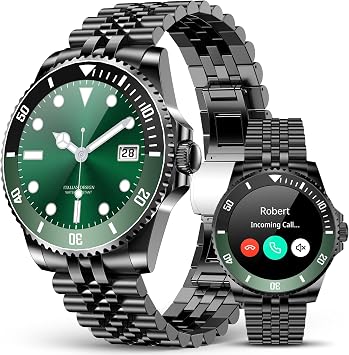 SOUYIE AI Smart Watches for Men, Waterproof Round Watch, 1.19" AMOLED Display, 24/7 Heart Rate, Blood Pressure/SpO2/Sleep Tracker, 100+ Sports Fitness Tracke, Compatible Android and iOS