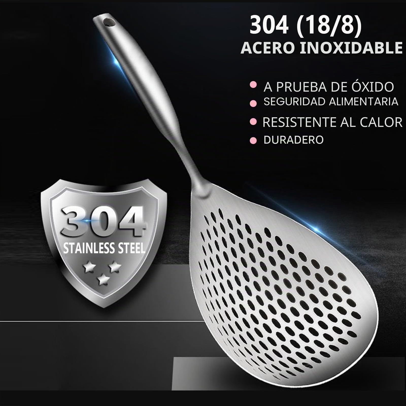 KAYCROWN Espumadera Cuchara Ranurada, Espumadera Cuchara de Acero Inoxidable 304 Colador Araña para Cocinar y Freír, Cuchara Colador de Pasta Colador de Cocina para Freír