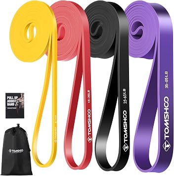TOMSHOO Resistance Bands Set, Multiple Fitness Exercise Workout Bands with Storage Bag, Door Anchor, Pull Up Assistance Straps for Working Out, Body Stretching, Physical Therapy, More