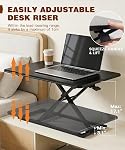 75cm Height Adjustable Standing Desk Converter, Sit to Stand Desktop Riser for Monitor and Laptop, Ergonomic Workstation for Home and Office, Black
