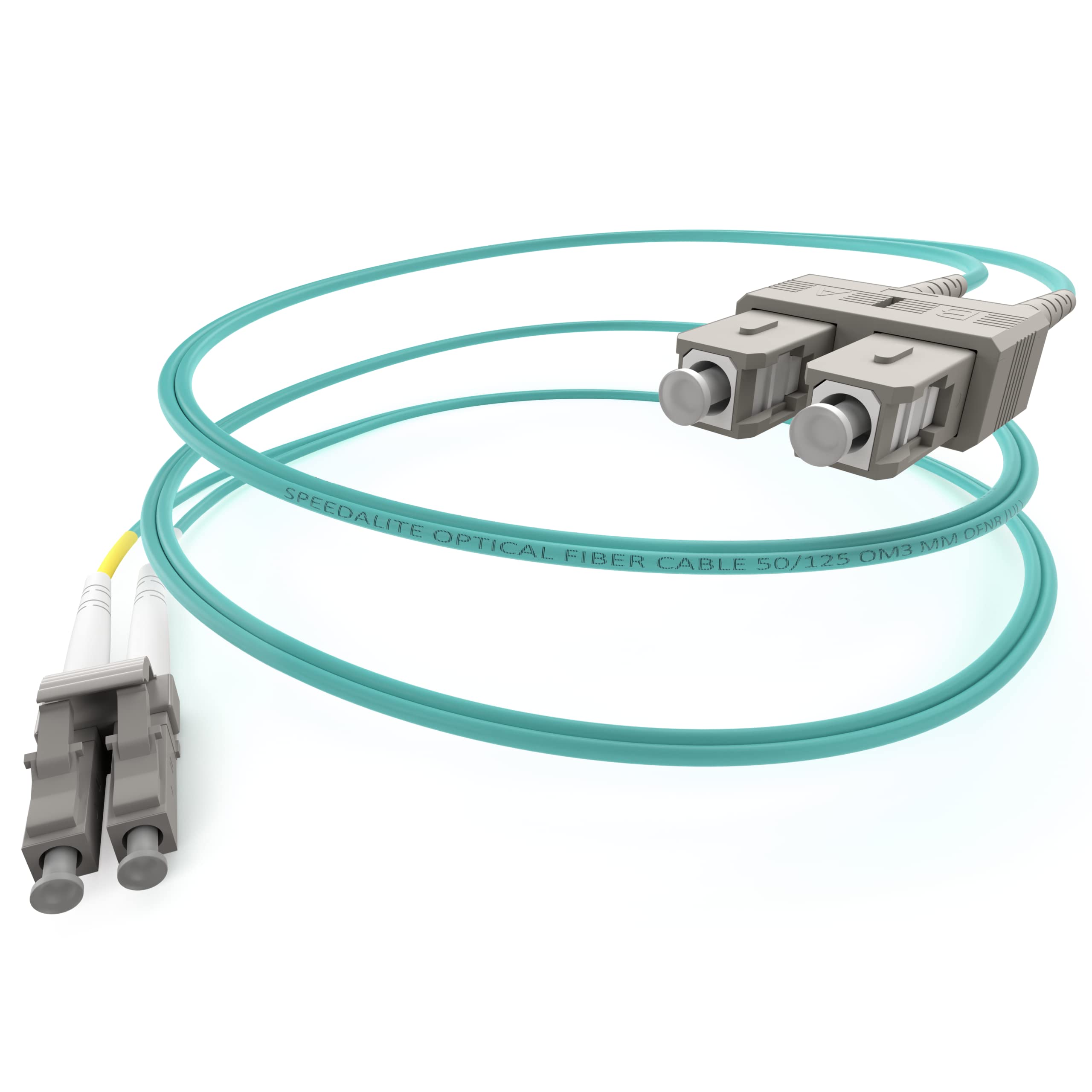 SpeedaLite Fiber Optic Cable LC to SC OM3 50/125 Multimode Duplex 10Gig OFNR (Riser) 25 Meter
