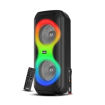 FRONTECH Smash Pro-21P 45W Party Speaker | TWS | Karaoke with Wireless Mic | RGB LED Lights | Bluetooth 5.0 | FM | USB, TF, AUX Support | Type-C Charging (SW-0021P)