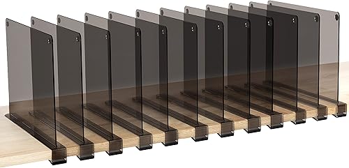 Miniatura 40 de HBlife Paquete de 6 separadores de estantes grises, organizador vertical de bolso para armario, perfecto para suéteres, camisas, bolsos