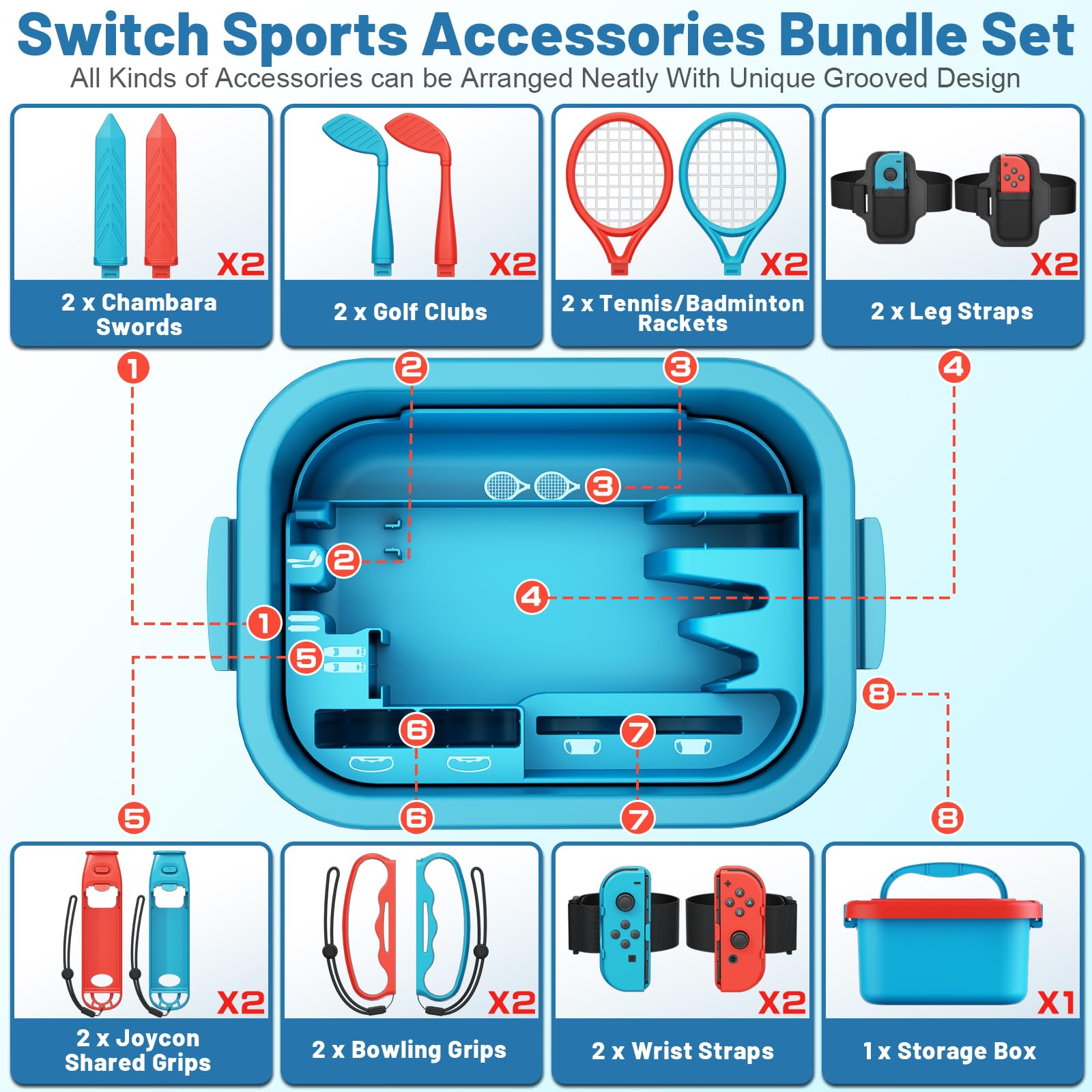 Amazon.com: Deruitu Switch Sports Accessories Bundle Set, Switch 1